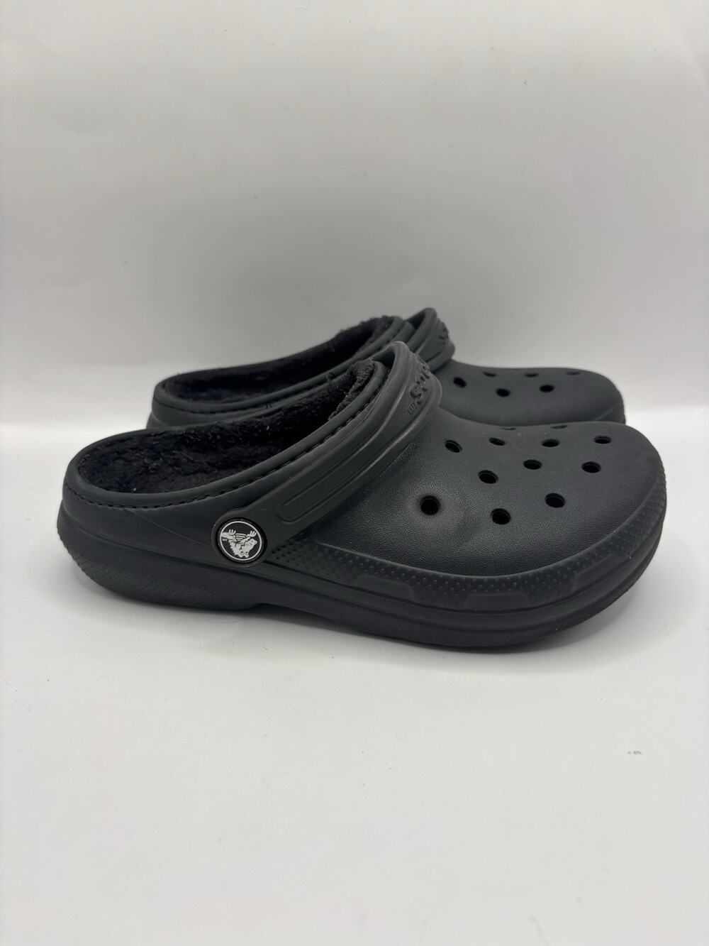 Crocs Classic Lined Black Clogs Kids Size 1